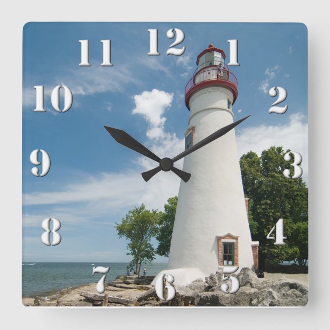 Marblehead Lighthouse Square Wall Clock (Front)