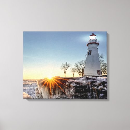 Marblehead Lighthouse Winter Sunrise Canvas Print