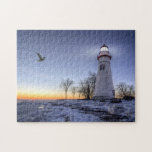 Marblehead Lighthouse Winter Sunrise Jigsaw Puzzle at Zazzle