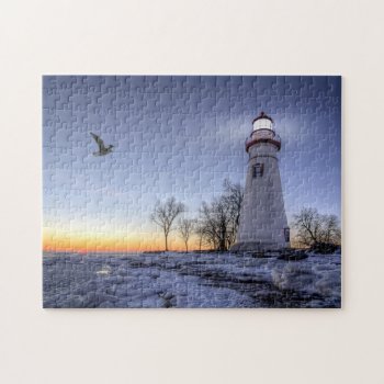 Marblehead Lighthouse Winter Sunrise Jigsaw Puzzle by Lasting__Impressions at Zazzle