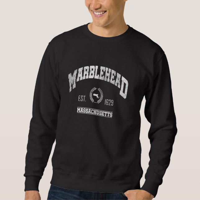 Marblehead MA Massachusetts Vintage Throwback Sweatshirt (Front)