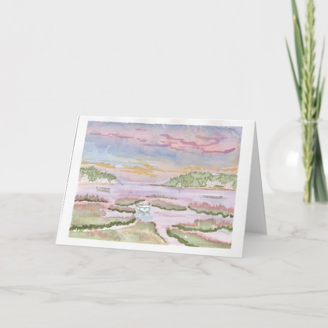 Marblehead Marsh Watercolor Folded Card (Front)