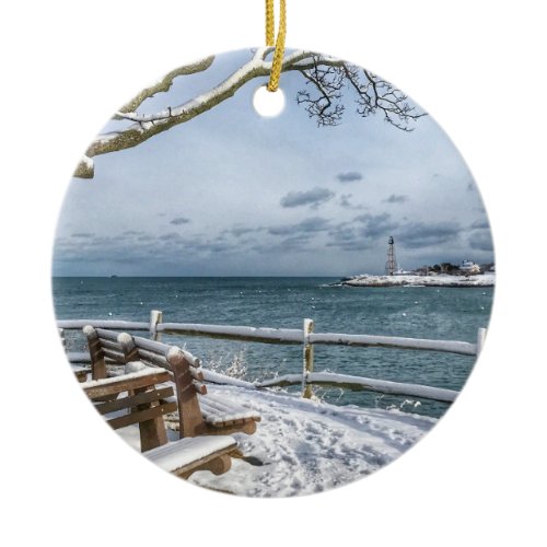 Marblehead, Massachusetts. Harbor, Lighthouse,  Ceramic Ornament