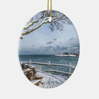Marblehead, Massachusetts. Harbor, Lighthouse, W Ceramic Ornament