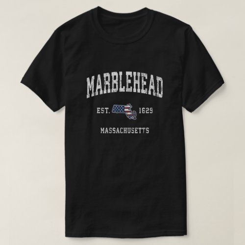 Marblehead Massachusetts Ma Vintage American Flag  T_Shirt