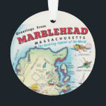 Marblehead, Massachusetts Ornament<br><div class="desc">Great vintage postcard of Marblehead,  Mass. repurposed on an ornament.</div>