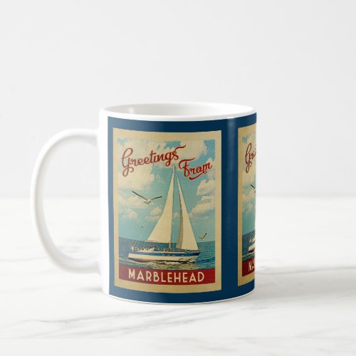 Marblehead Sailboat Vintage Travel Massachusetts Coffee Mug