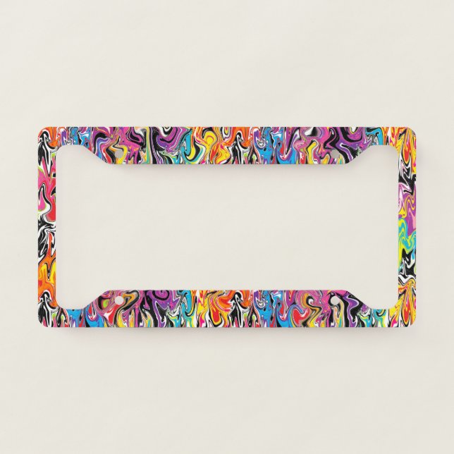 Marbleized Abstract Swirl License Plate Frame (Front)