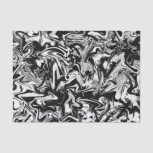 Marbleized Black and White Abstract Art Pattern Tissue Paper