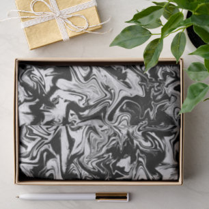 Marbleized Black and White Abstract Art Pattern Tissue Paper