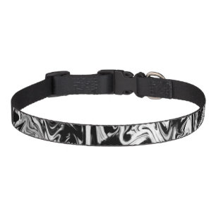Marbleized Black and White Modern Abstract Art Pet Collar