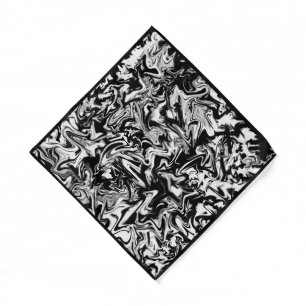Marbleized Black and White Modern Abstract Artwork Bandana