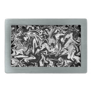 Marbleized Black and White Modern Abstract Artwork Belt Buckle