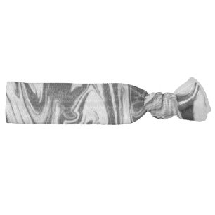 Marbleized Black and White Modern Abstract Artwork Elastic Hair Tie