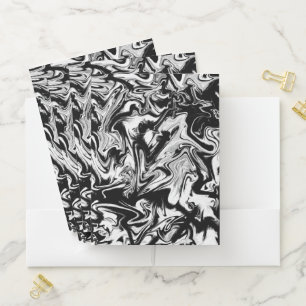 Marbleized Black and White Modern Abstract Artwork Pocket Folder