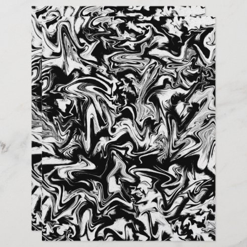 Marbleized Black and White Modern Scrapboook Paper