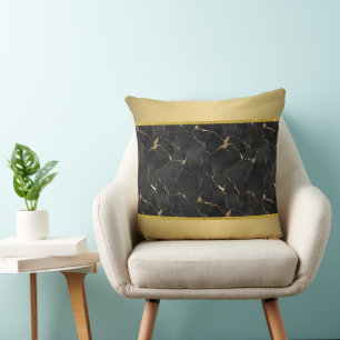 Marbleized Black & Gold Luxury  Throw Pillow