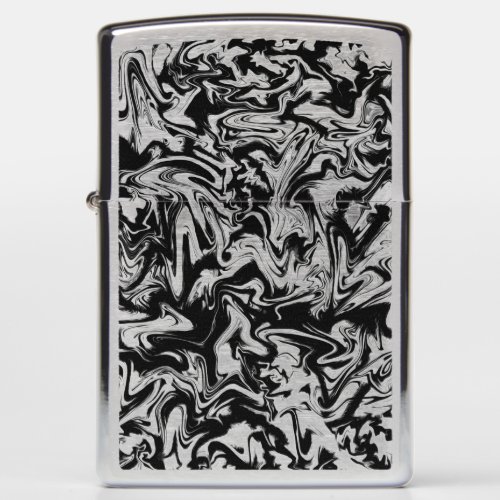 Marbleized Black Minimalist Modern Abstract Art Zippo Lighter