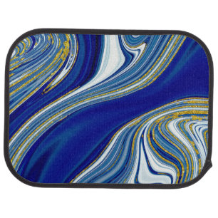 Marbleized Blue Gold Car Floor Mat