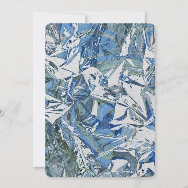 Marbleized Blue Hydrangea and Muscari Metallic  Holiday Card (Front)