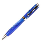 Marbleized Blue & White Promotional Ball Point Pen (Top)