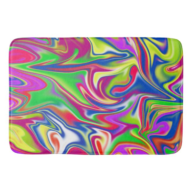 Marbleized Bubble Gum, Large Memory Foam Bath Mat. Bathroom Mat (Front)