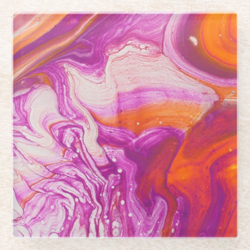 Marbleized Magic Abstract Artistry Glass Coaster