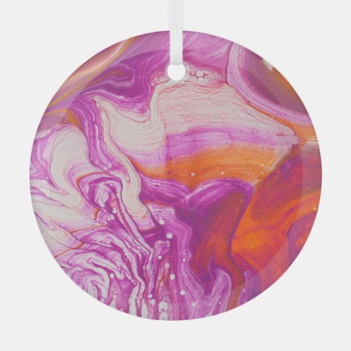 Marbleized Magic Abstract Artistry Glass Ornament