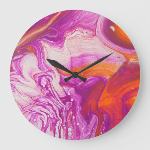 Marbleized Magic Abstract Artistry Large Clock