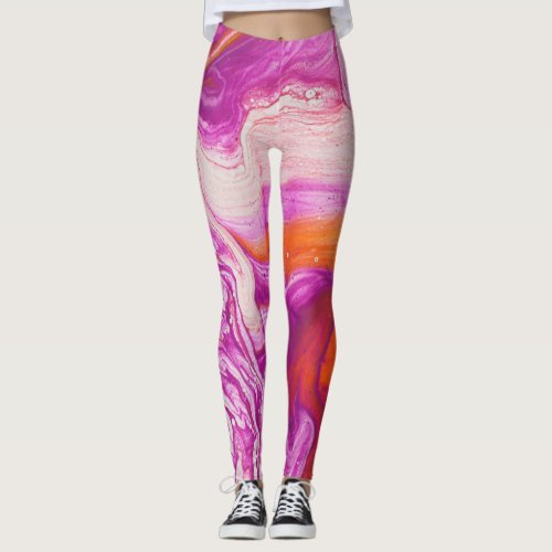 Marbleized Magic Abstract Artistry Leggings
