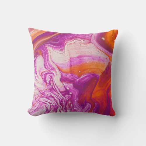 Marbleized Magic Abstract Artistry Throw Pillow