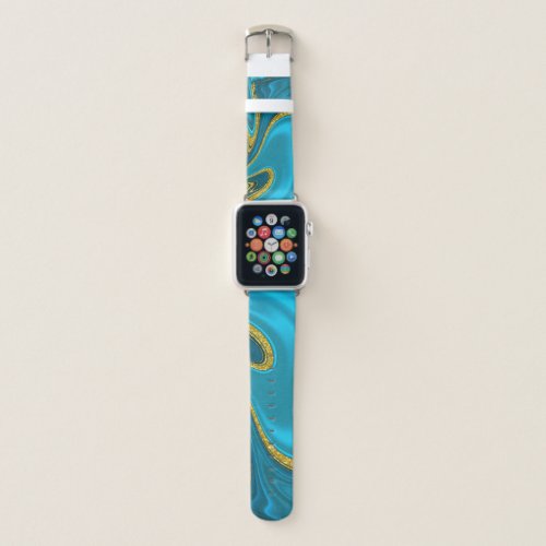 Marbleized Turquoise Gold Nail Art Apple Watch Band