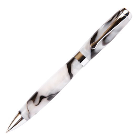 Marbleized White & Black Promotional Ball Point (Front)