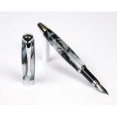 Marbleized White & Black Promotional Fountain Pen (3/4)