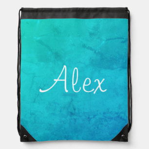 Marbleous Aqua Drawstring Bag