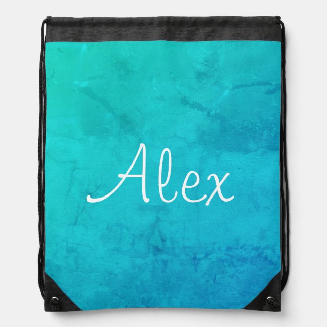  Marbleous Aqua Drawstring Bag (Front)