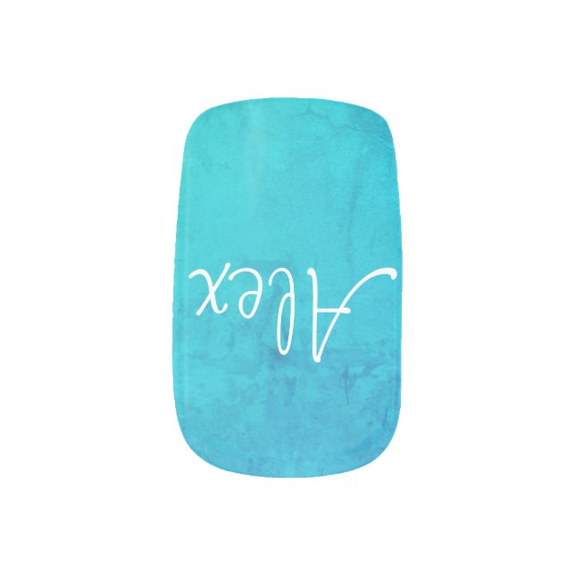Marbleous Aqua Nail Art Decals (Left Thumb)