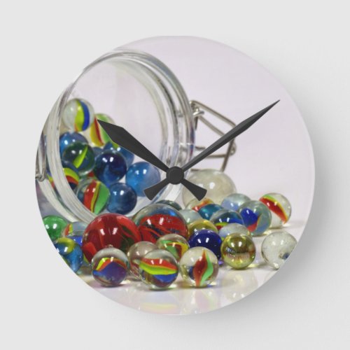 marbles glass toys round clock