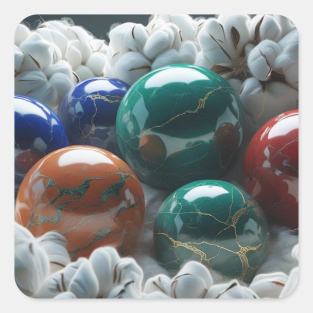 Marbles In Cotton Square Sticker (Front)
