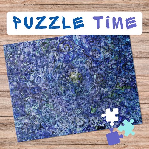 Marbling Art February deep blue rose _ difficult Jigsaw Puzzle