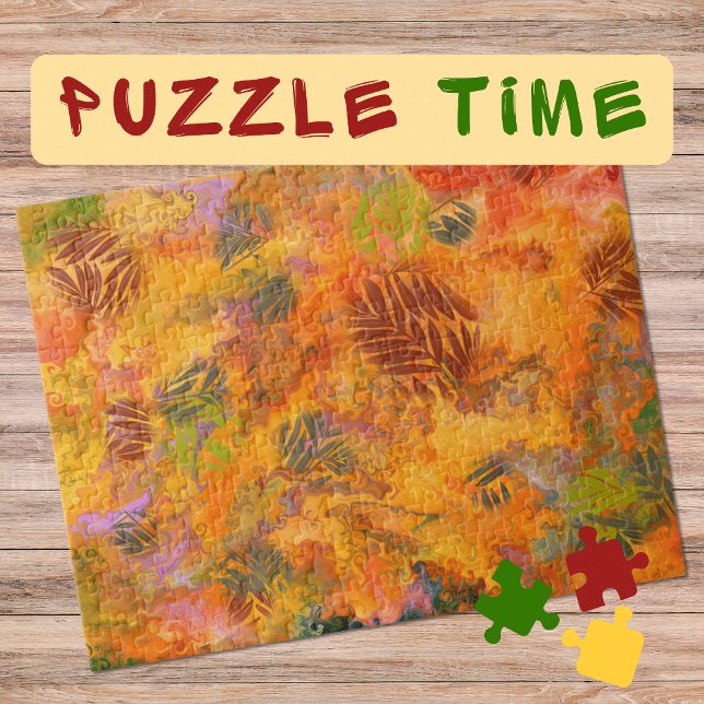 Marbling Art October autumn leaves - difficult Jigsaw Puzzle (Creator Uploaded)