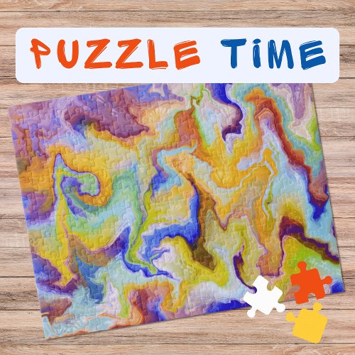 Marbling Art September yellow blue _ difficult  Jigsaw Puzzle