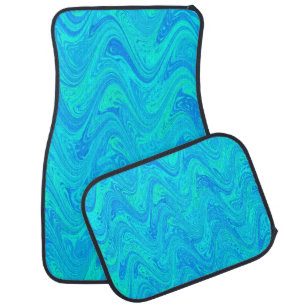 Marbling Blue Green Pattern Car Floor Mat