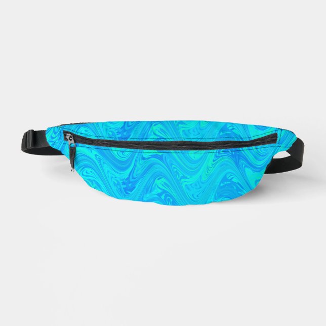 Marbling Blue Green Pattern Fanny Pack (Front)
