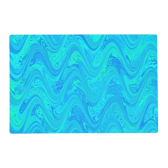 Marbling Blue Green Pattern Laminated Placemat (Front)