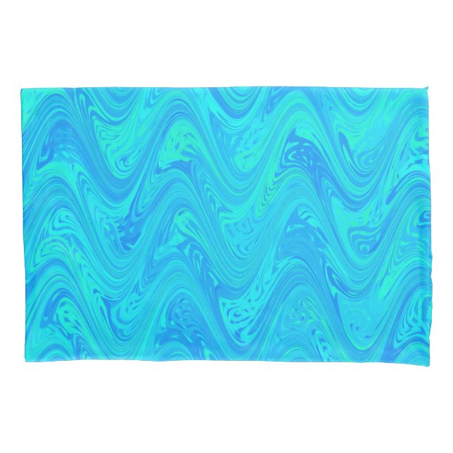Marbling Blue Green Pattern Pillow Case (Front)