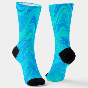 Marbling Blue Green Pattern Socks