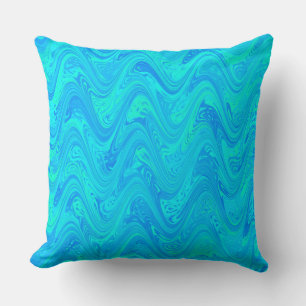 Marbling Blue Green Pattern Throw Pillow