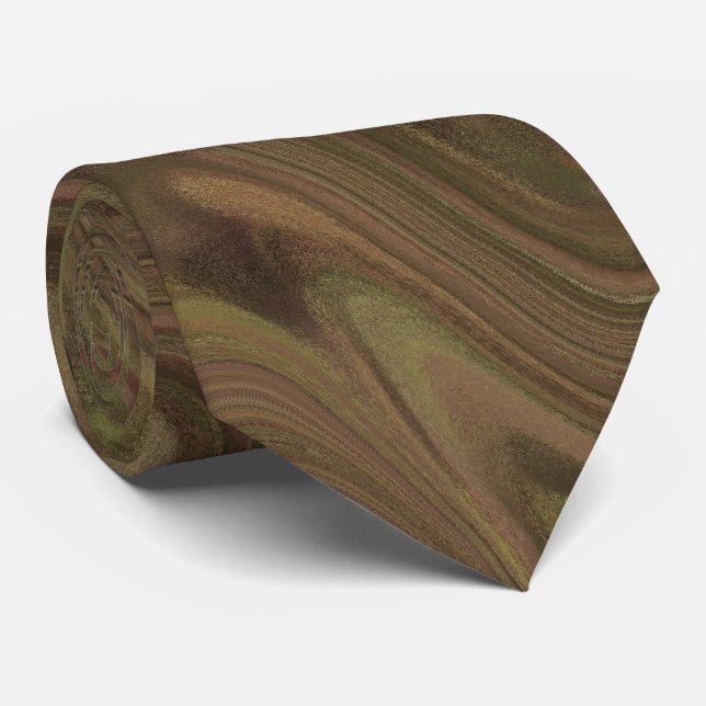 Marbling Brown Pattern Neck Tie (Rolled)