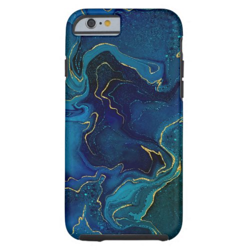 Marbling golden blue design tough iPhone 6 case